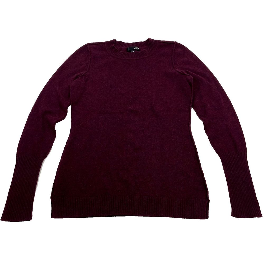 Aqua Women's 100%‎ Cashmere Sweater Size XS Burgundy Crew Neck